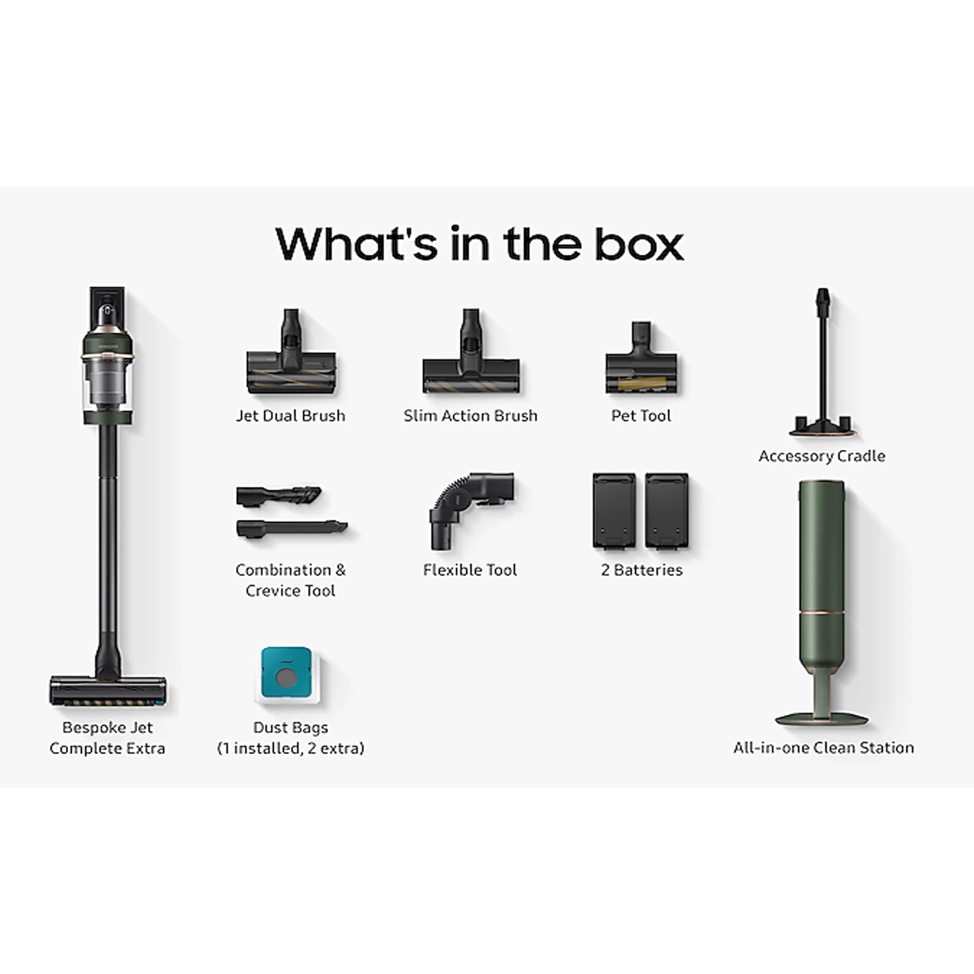 Bespoke Jet™ 210 W Vacuum Cleaner with All-in-one Clean Station Green VS20 - Image 4