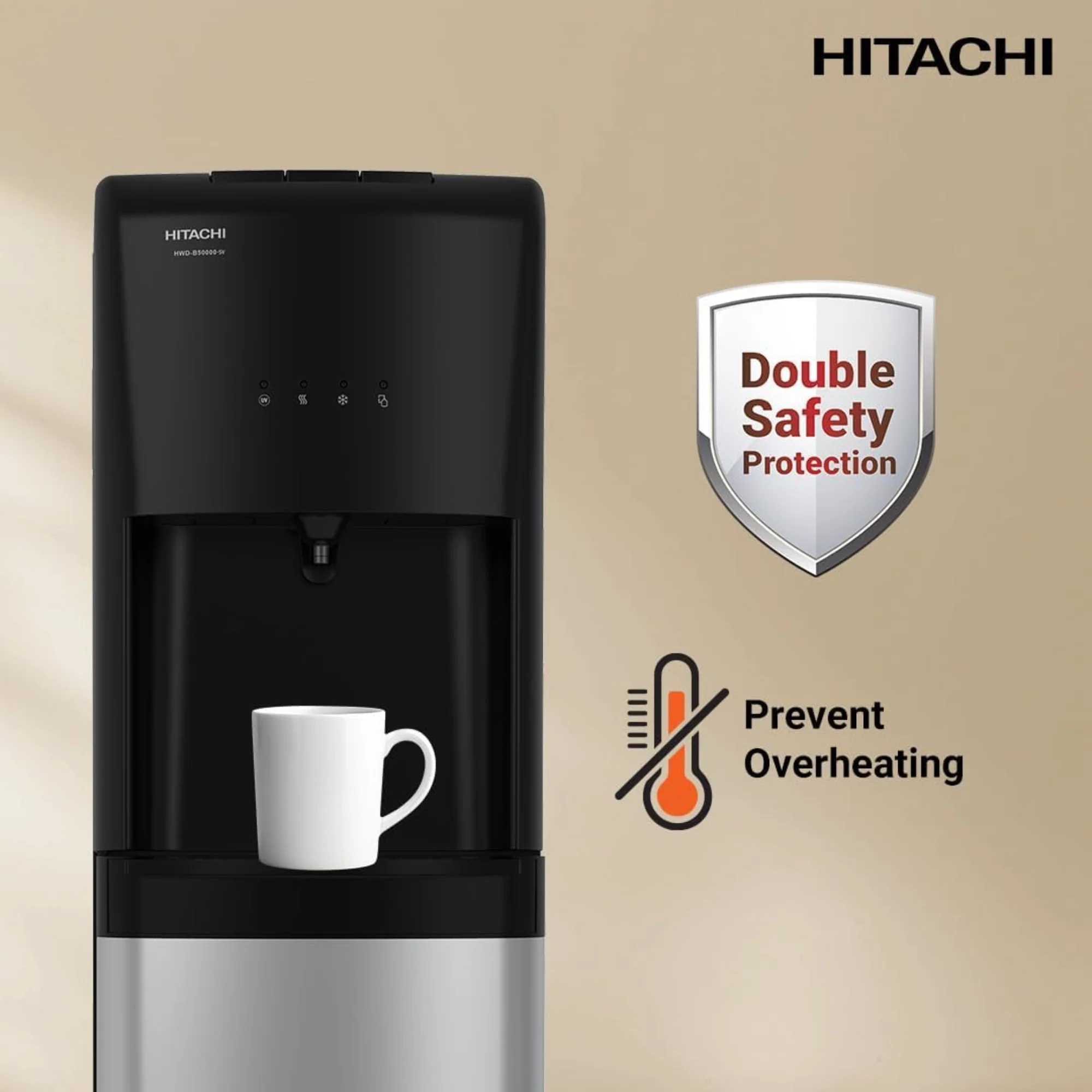 Hitachi UV Water Dispenser – Bottom Loading Compressor Cooling, Hot & Cold, Child Lock HWDB50000SV - Image 4