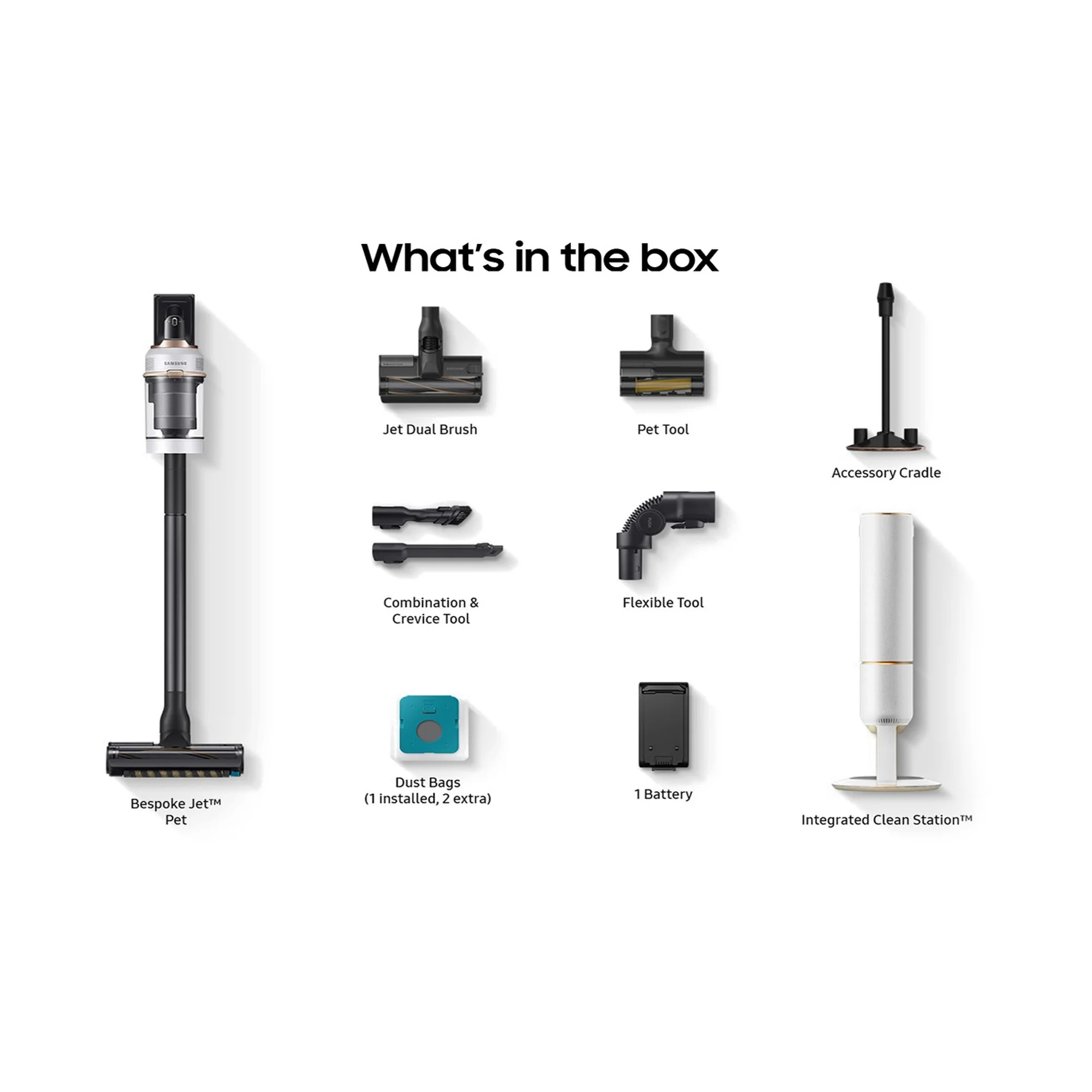 Samsung Bespoke Jet Cordless Vacuum Cleaner – 210W Suction Clean Station 60min Runtime VS20A95823W - Image 3