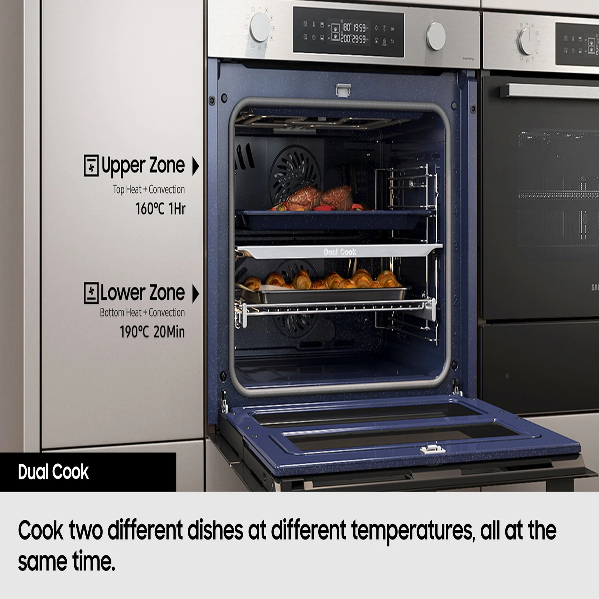 Samsung Built-In Single Oven 76 L Series 4 Dual Cook NV7B44205AS Stainless Steel - Image 4