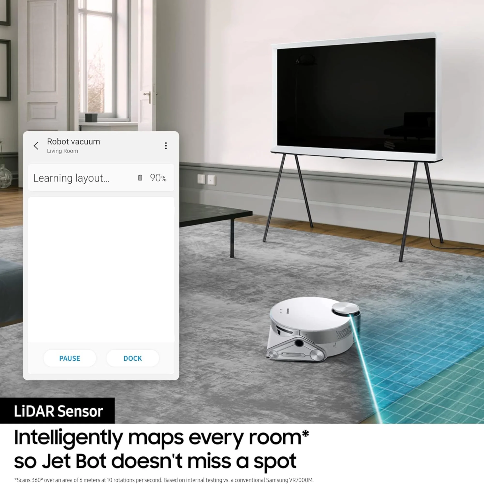 Samsung Jet Bot Robot Vacuum Cleaner – 60W Suction LiDAR Navigation Smart Control VR30T80313W - Image 12